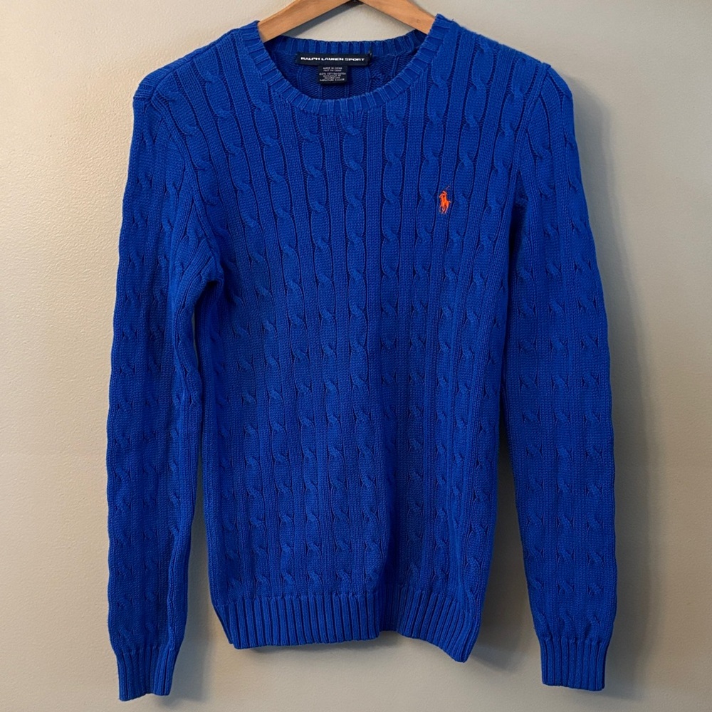 Vintage Ralph Lauren Sport Cableknit Sweater Women’s Medium Blue